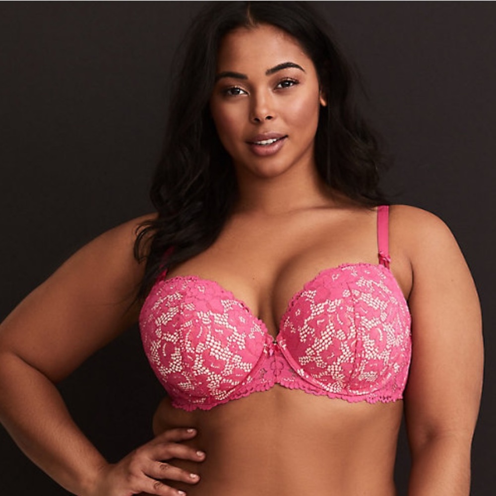 Torrid Magenta Lace Push-Up Demi Bra 48DD